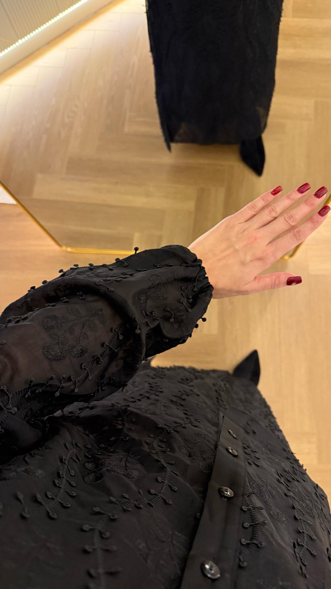 atelier emi Черное двойка из шифона с вышивкой — фото 2