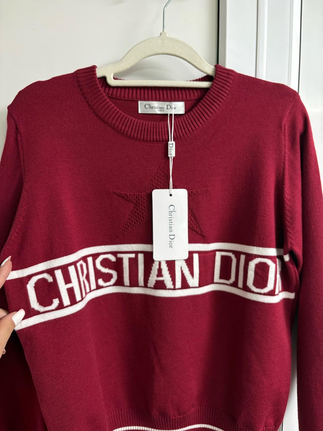 Dior Джемпер Christian Dior женский бордовый с логотипом — фото 2