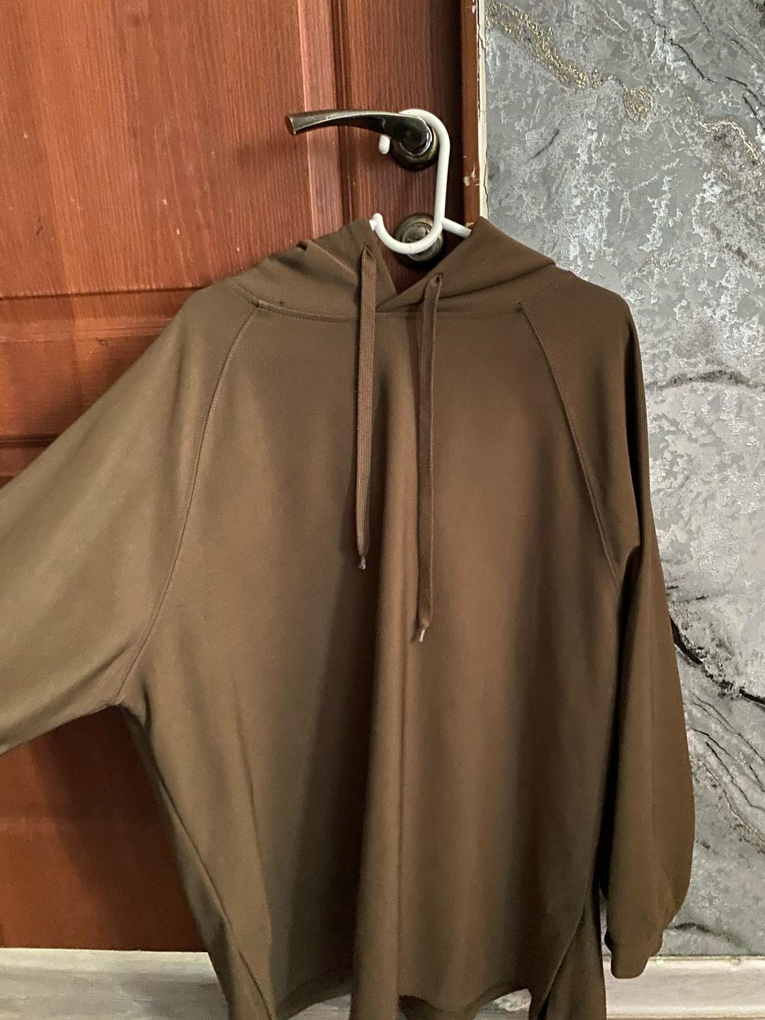 Нет бренда Коричневая толстовка/худи (oversize) без надписью — фото 2