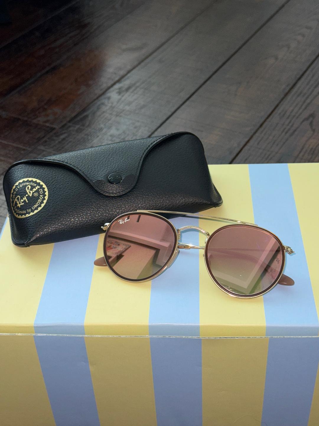 Ray-Ban Солнцезащитные очки Ray-Ban Round Double Bridge (Gold / Pink Gradient) — фото 2