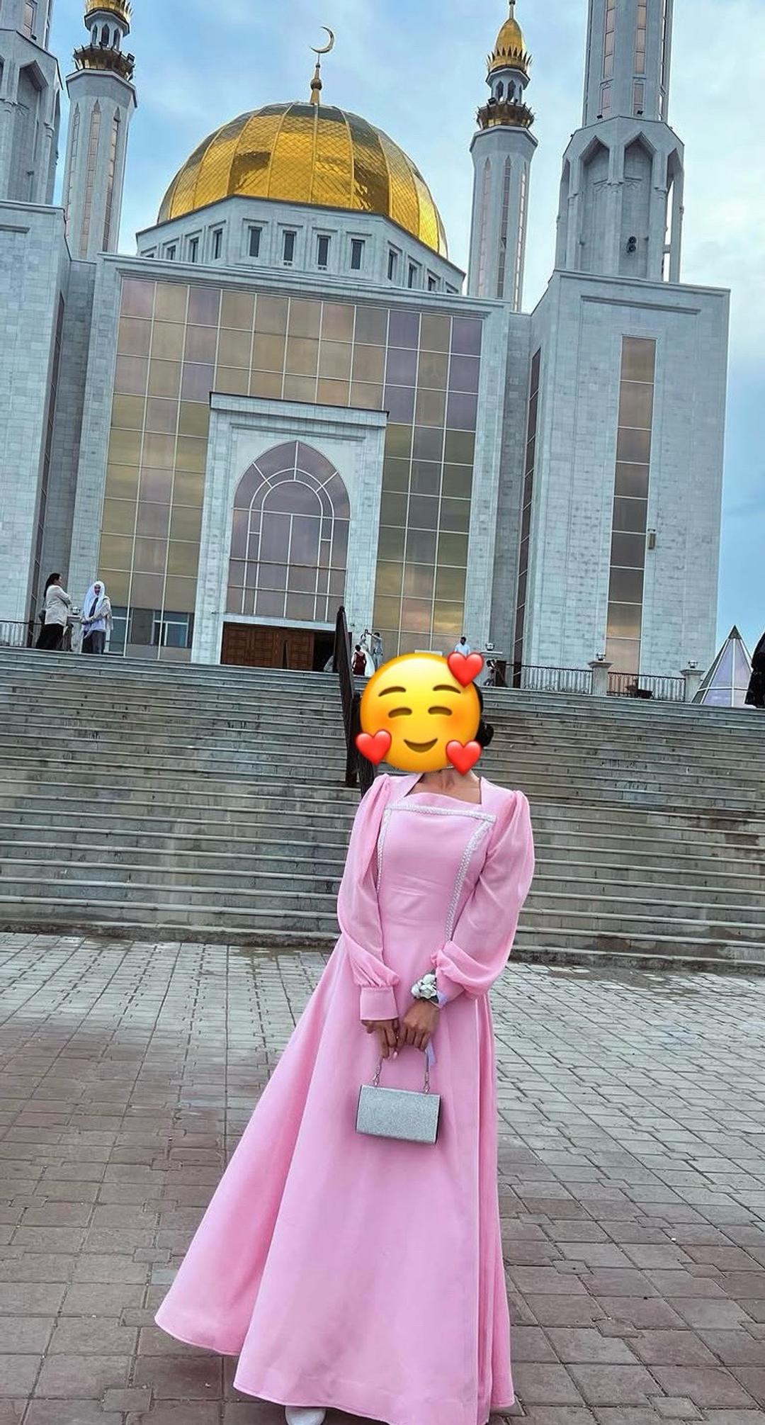 Нет бренда Розовое платье макси с длинными рукавами — фото 2