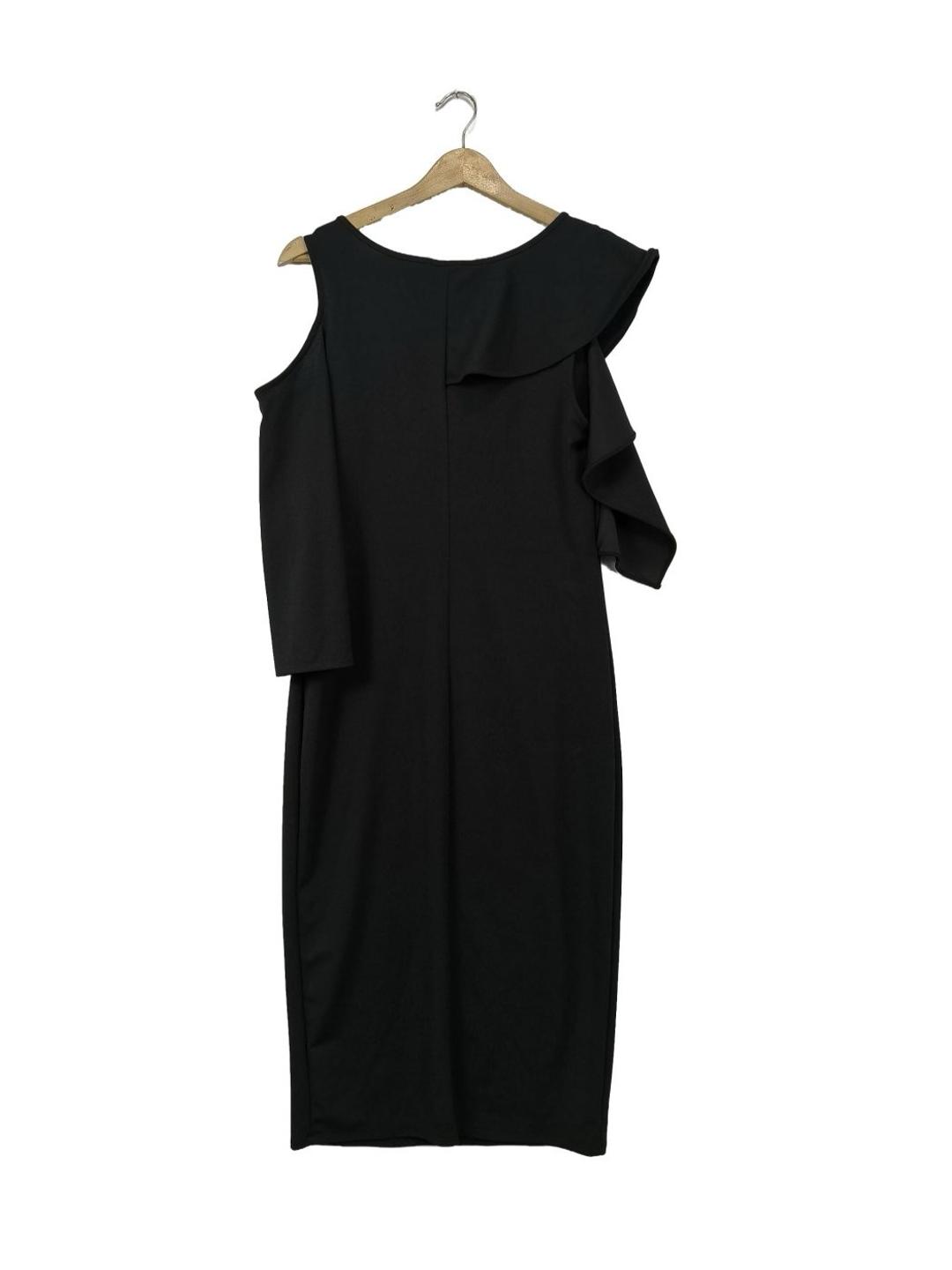 Zara Черное платье Zara с открытыми плечами и оборками — фото 2