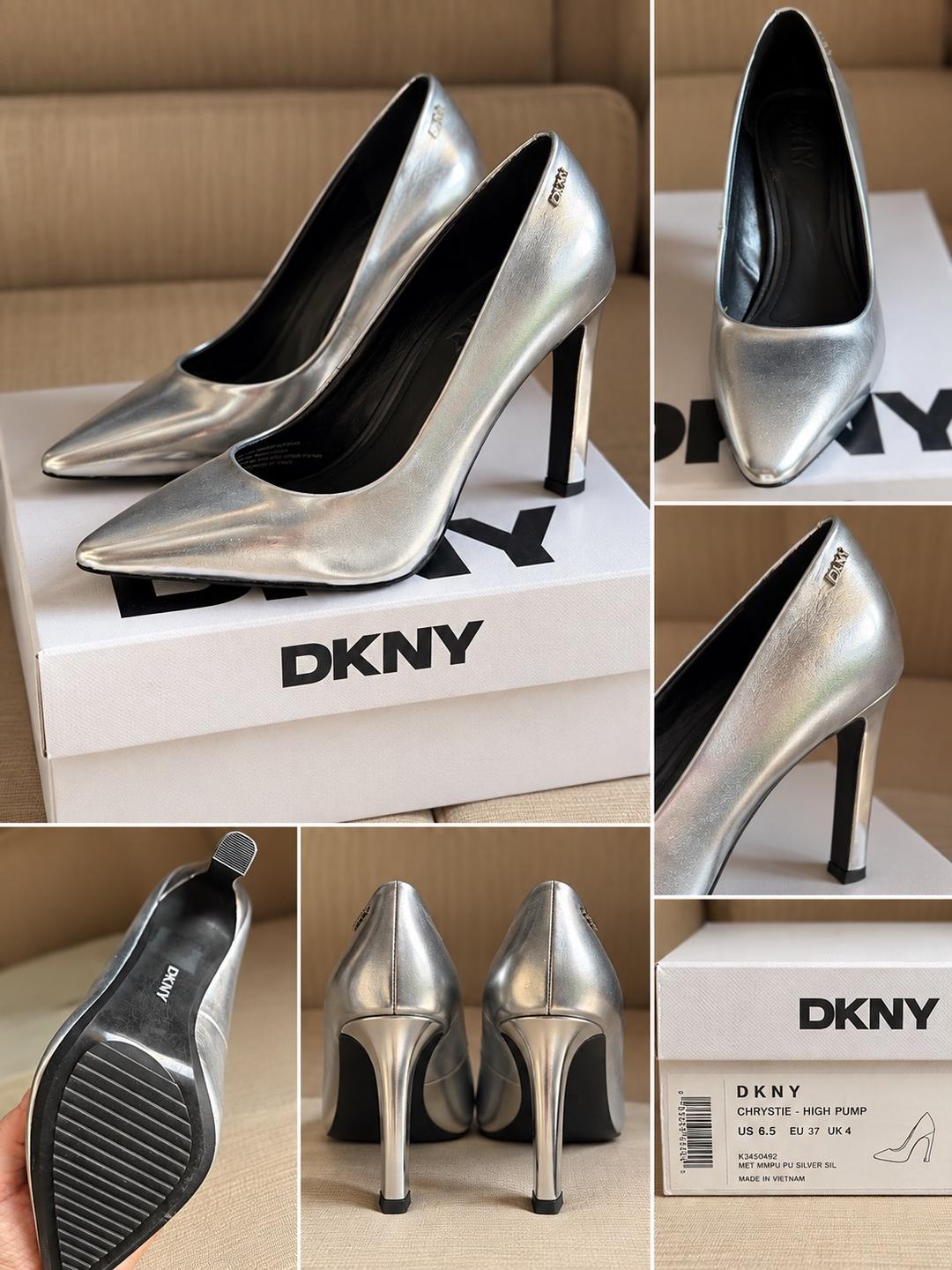 DKNY туфли DKNY на каблуке серебристые лодочки high pump — фото 2