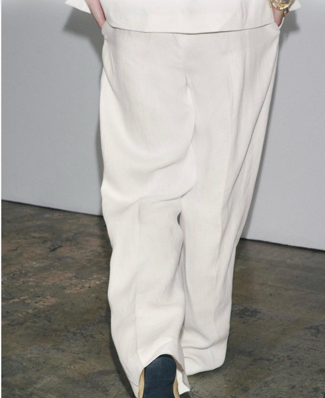 Zara ZARA ZW Collection Linen Blend Pleated Trousers — фото 2