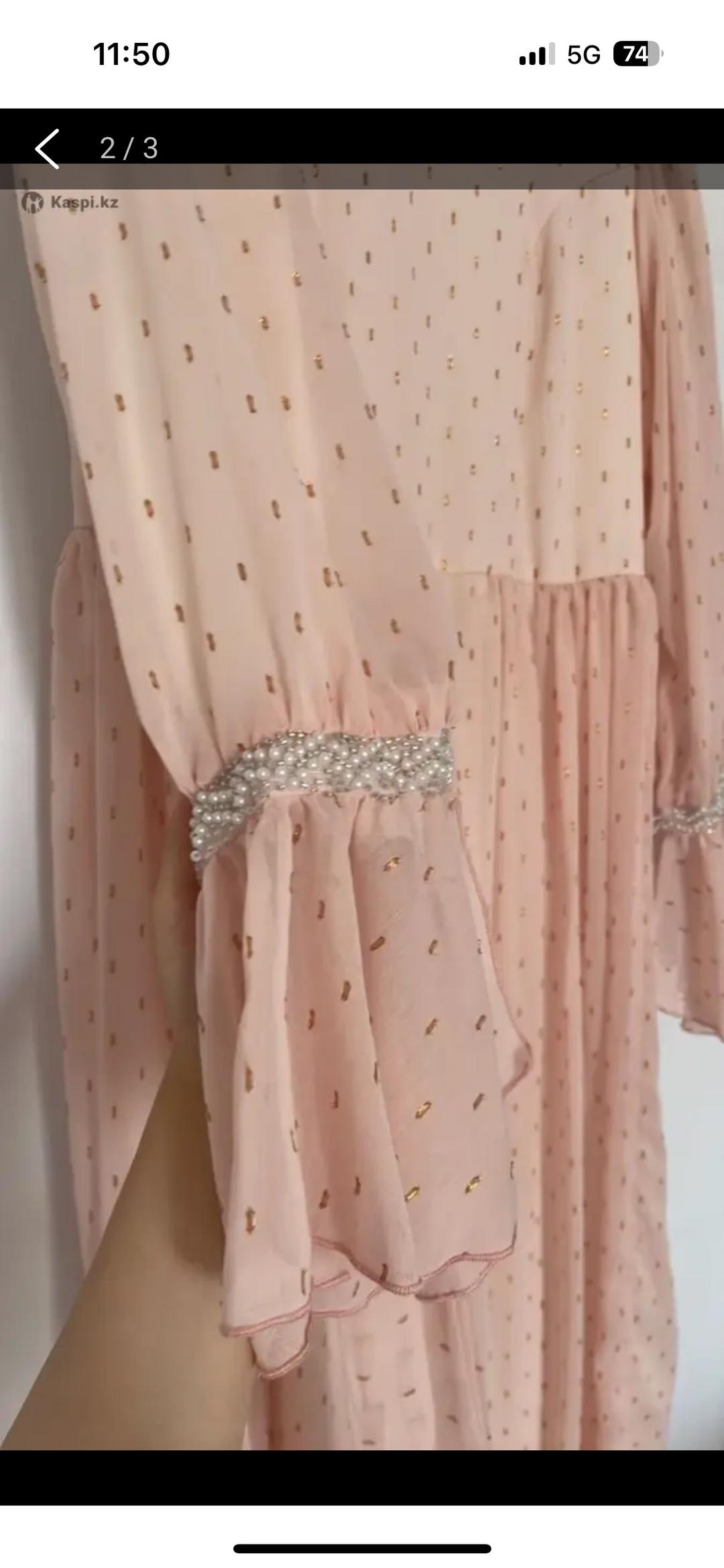 modefashion Нежно-розовое платье  с декором из жемчуга . Покупали за 35.000 тенге, уступка — фото 2