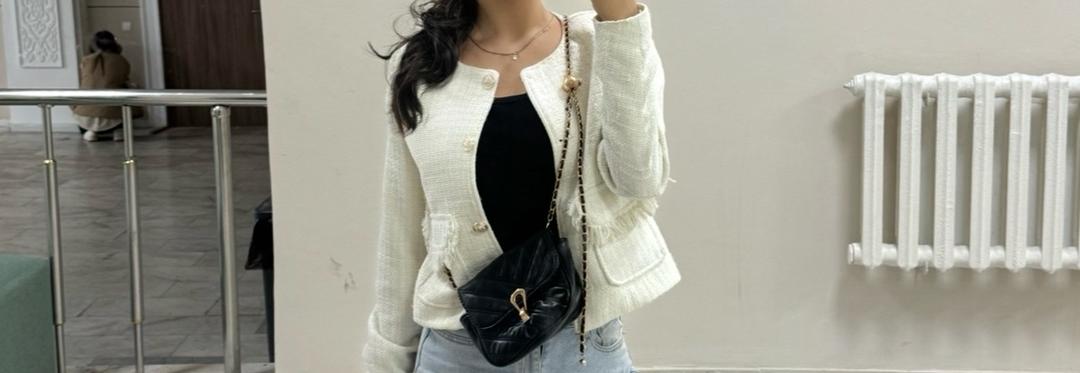 Нет бренда Белый твидовый пиджак — фото 2
