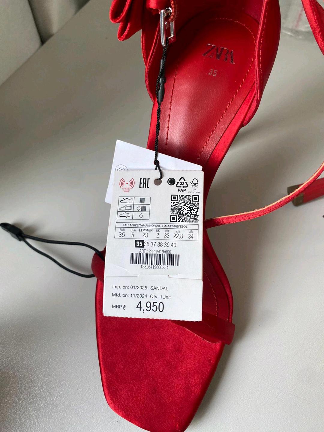 Zara Новые атласные босоножки Zara  с бантом (р. 35) — фото 2