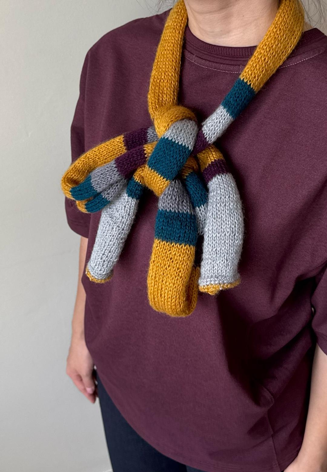 Handmade (ручная работа) Вязаный шарф в полоску / skinny scarf — фото 2