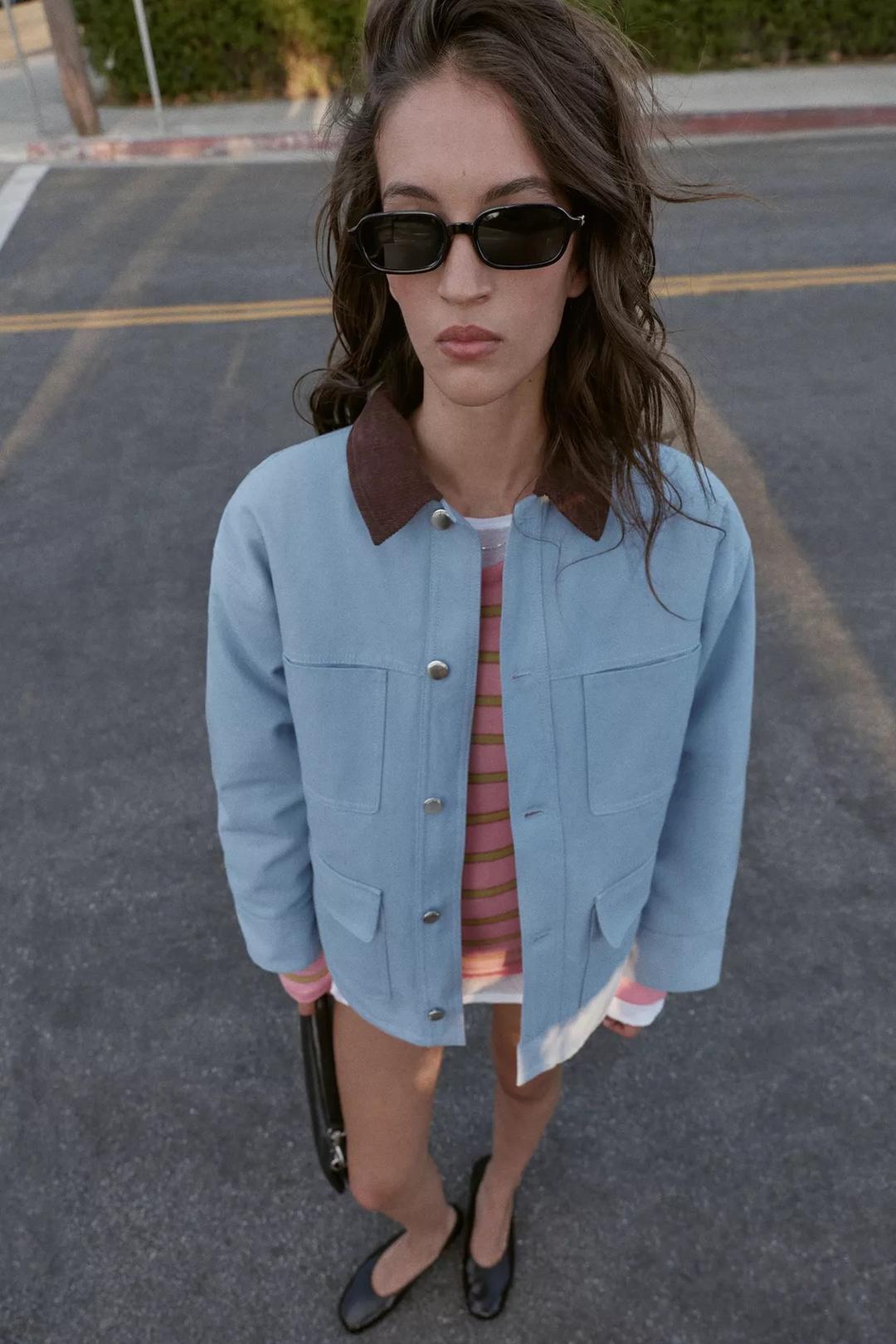 Zara Стеганая небесно-голубая куртка Zara — фото 2
