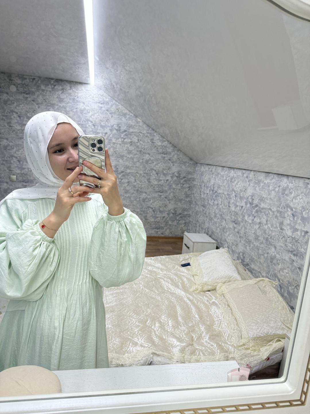 Нет бренда элегантное вечернее мусульманское платье нежно - мятного цвета — фото 2