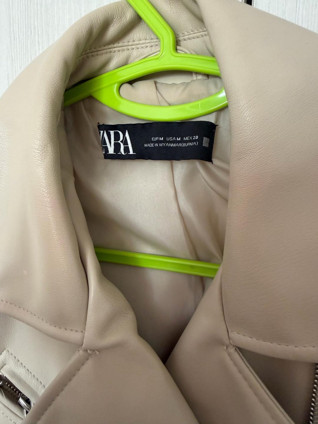 Zara Бежевая кожаная куртка ZARA — фото 2