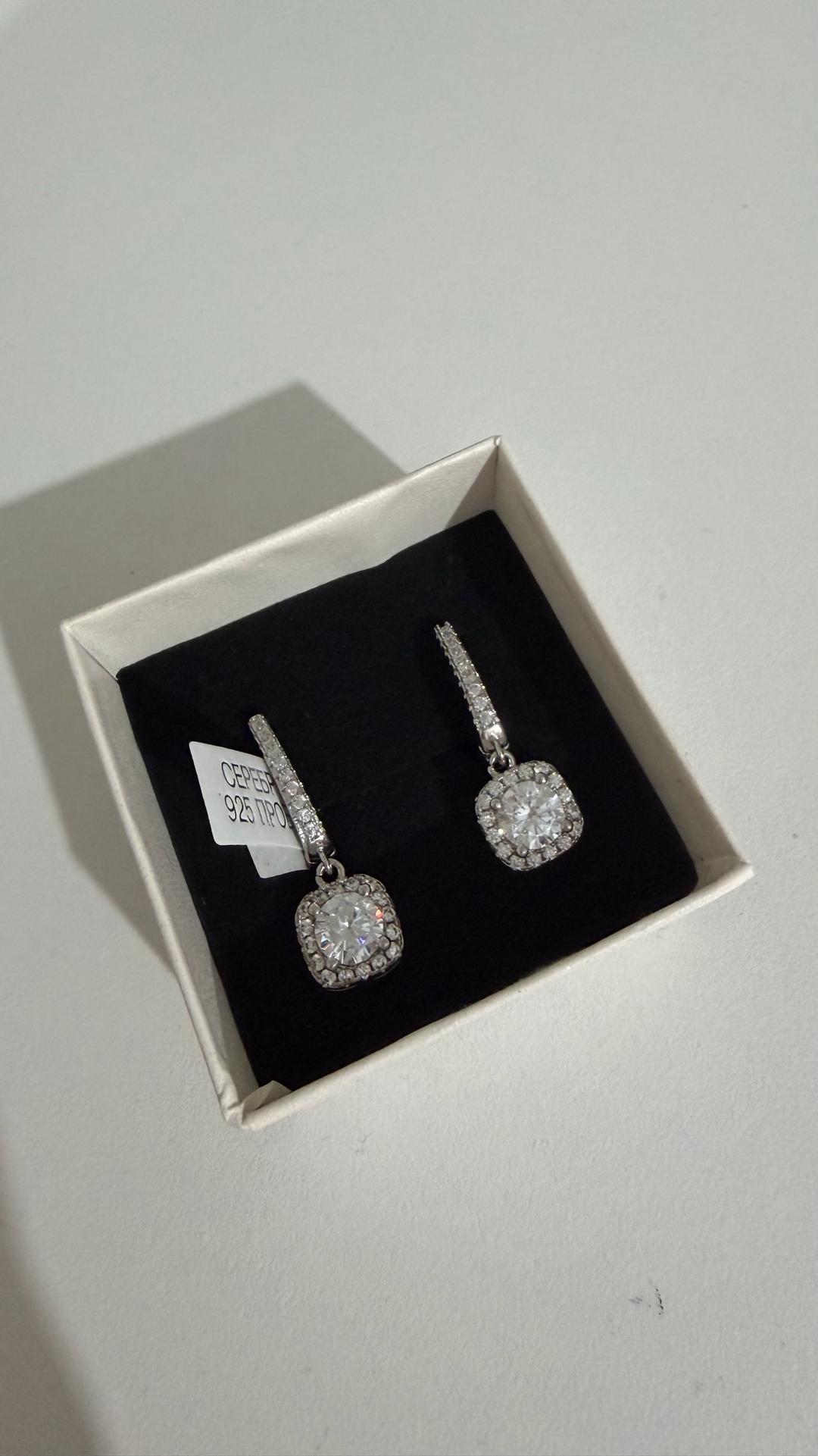 Серьги подвесные серебряные — фото 2