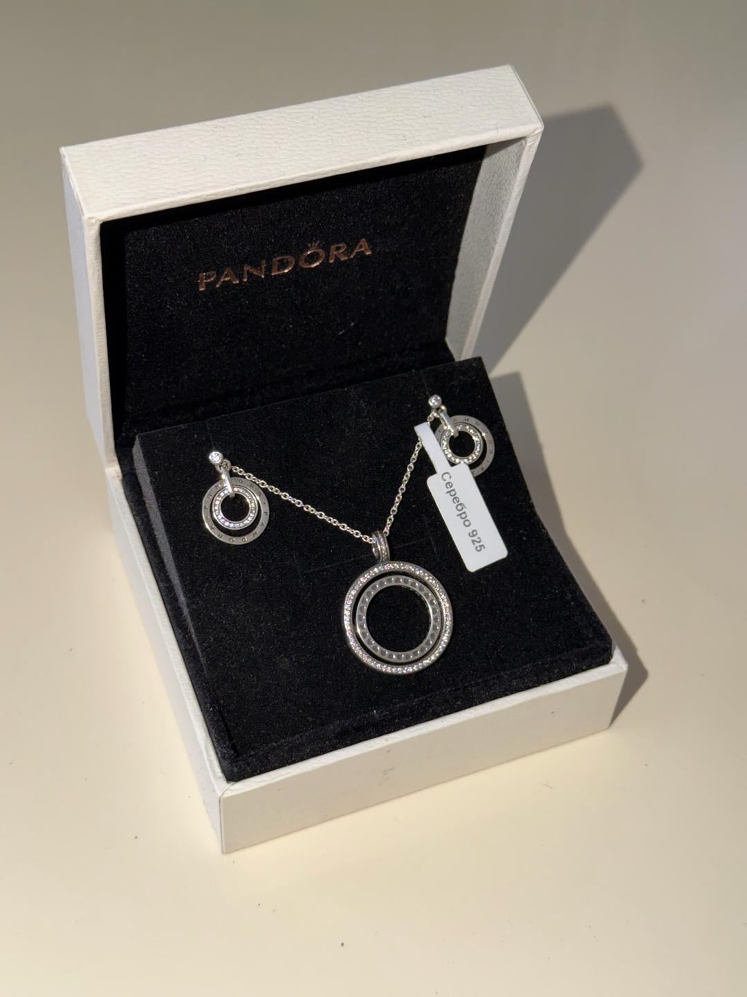 Pandora Комплект Pandora: подвеска с цепочкой и серьги — фото 2