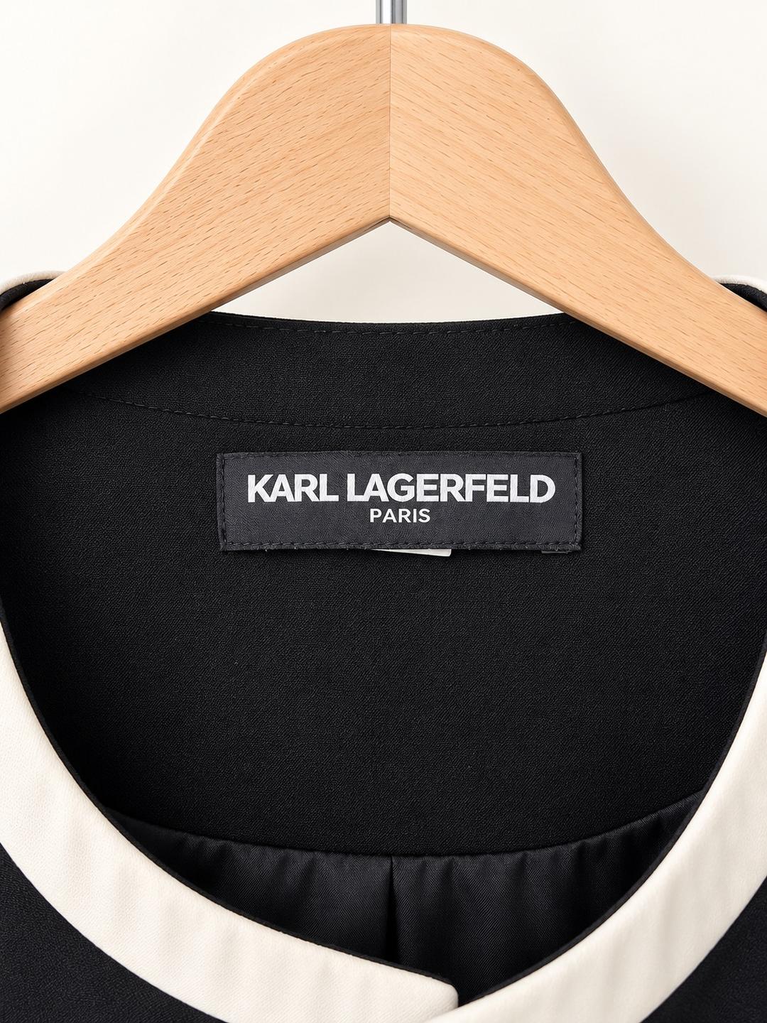 Karl Lagerfeld Черное пальто-жакет Karl Lagerfeld Paris с контрастной отделкой 🖤🤍 — фото 2