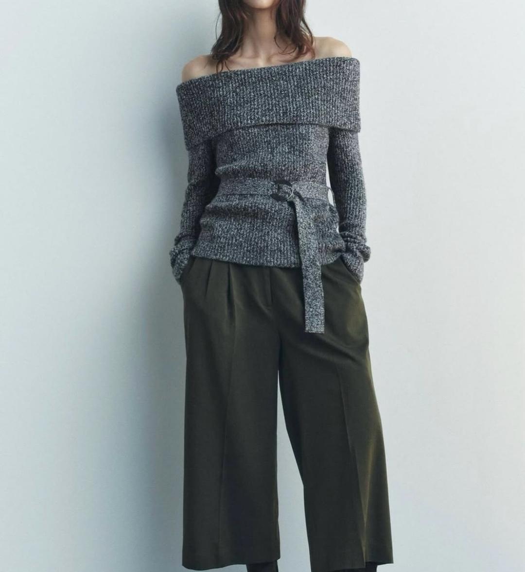 Zara Джемпер с открытыми плечами и поясом Zara — фото 2