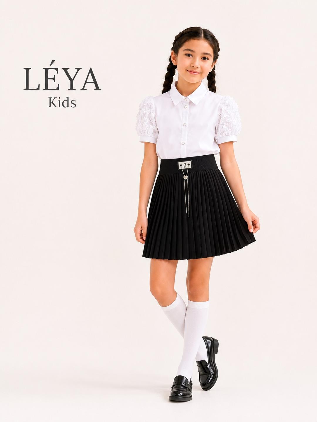 LÉYA Kids Школьная плиссированная юбка для девочек черная — фото 2