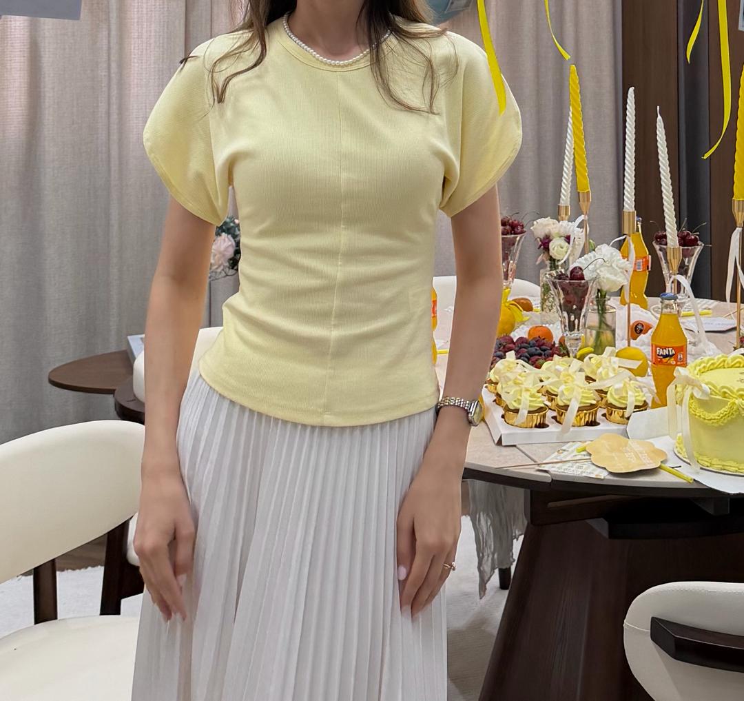 Zara Zara. Лимонная приталенная футболка — фото 2