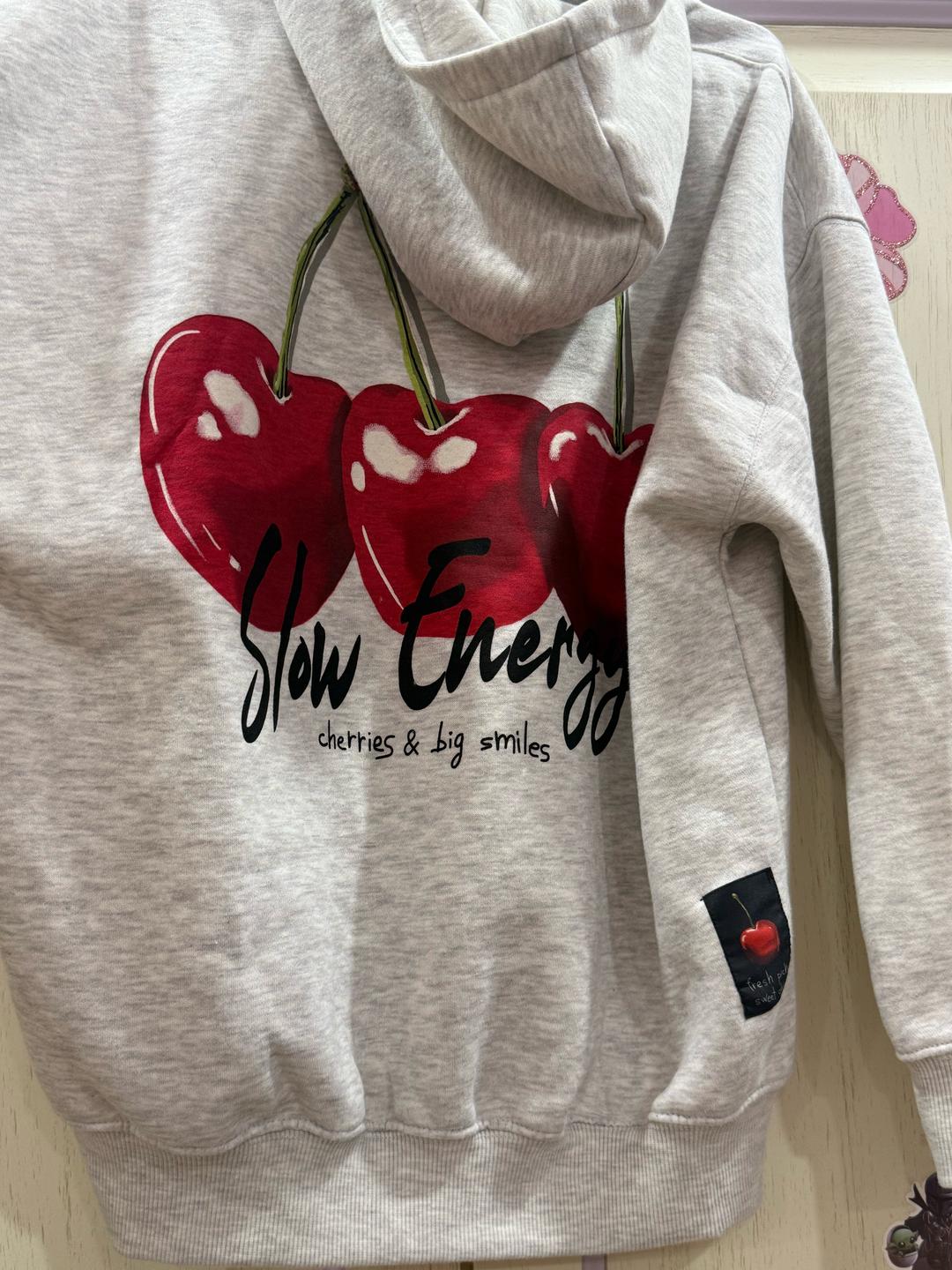 Zara Толстовка с капюшоном с принтом вишен — фото 2