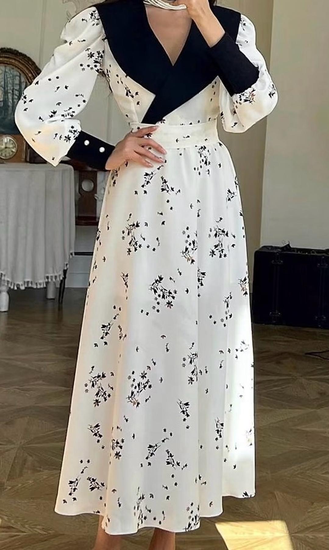 Diali Платье макси Diali Collection в цветочный принт с черным воротником — фото 2