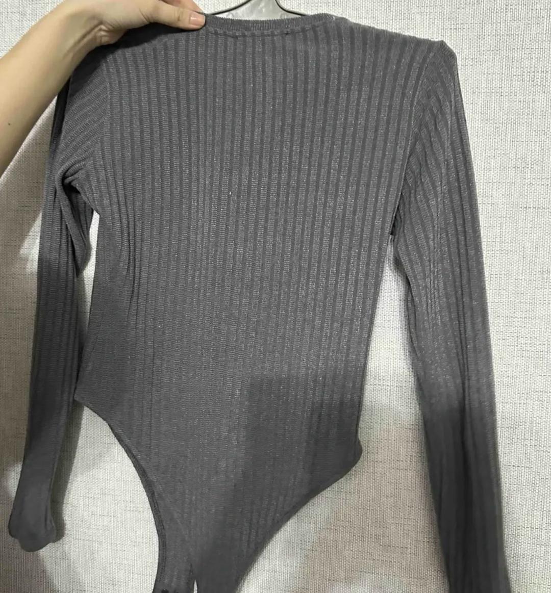 Zara Боди с длинным рукавом ZARA лапша серое — фото 2