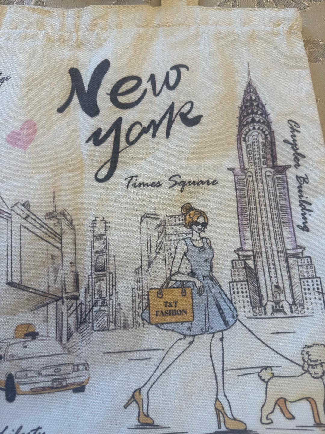 Нет бренда Текстильная сумка-шоппер с принтом New York — фото 2