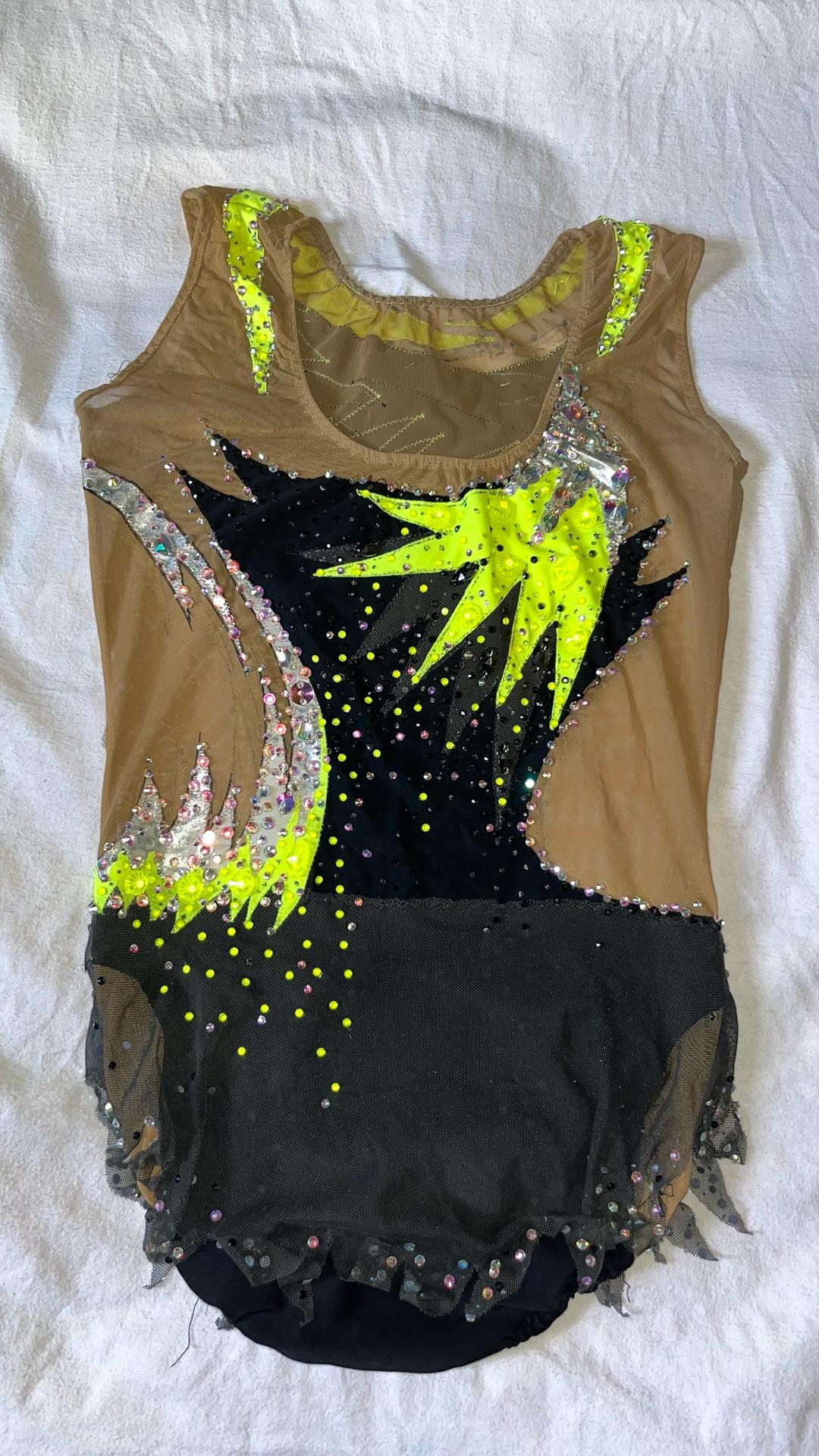 Handmade (ручная работа) Купальник для Художественной Гимнастики 💚🖤 — фото 2