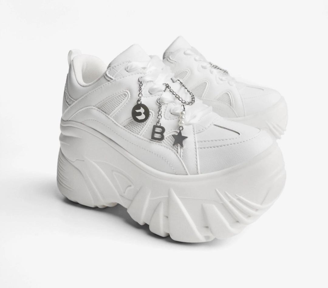 Bershka белые кроссовки на платформе — фото 2