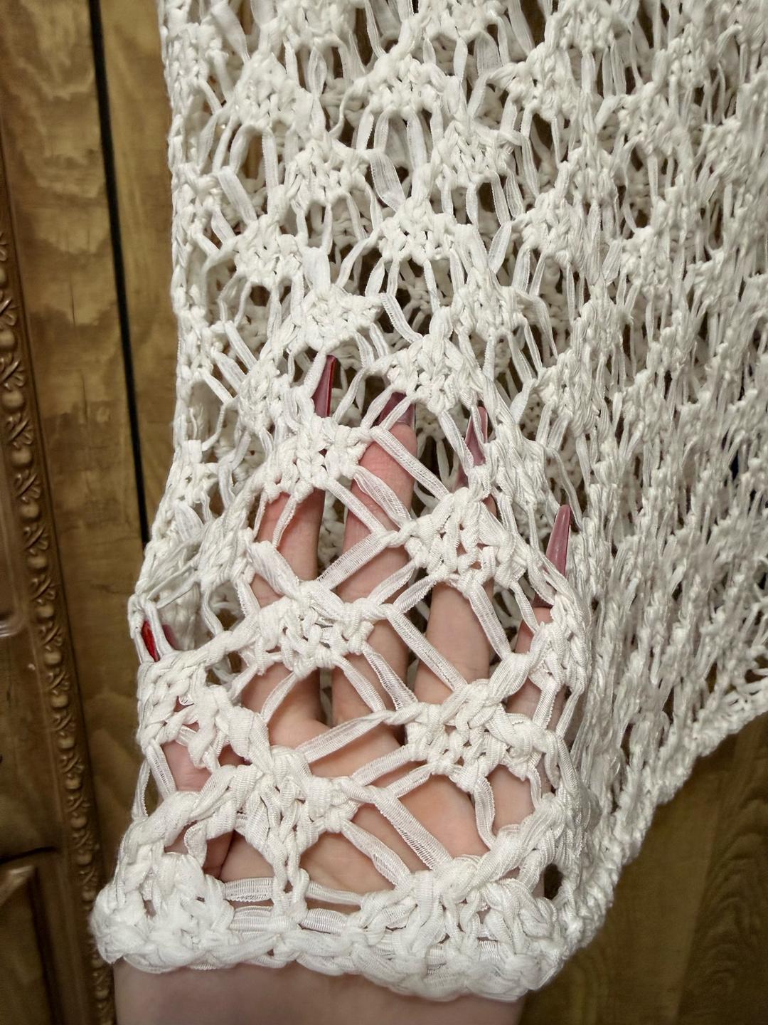 Нет бренда Белая ажурная майка-сетка / вязаная майка boho — фото 2