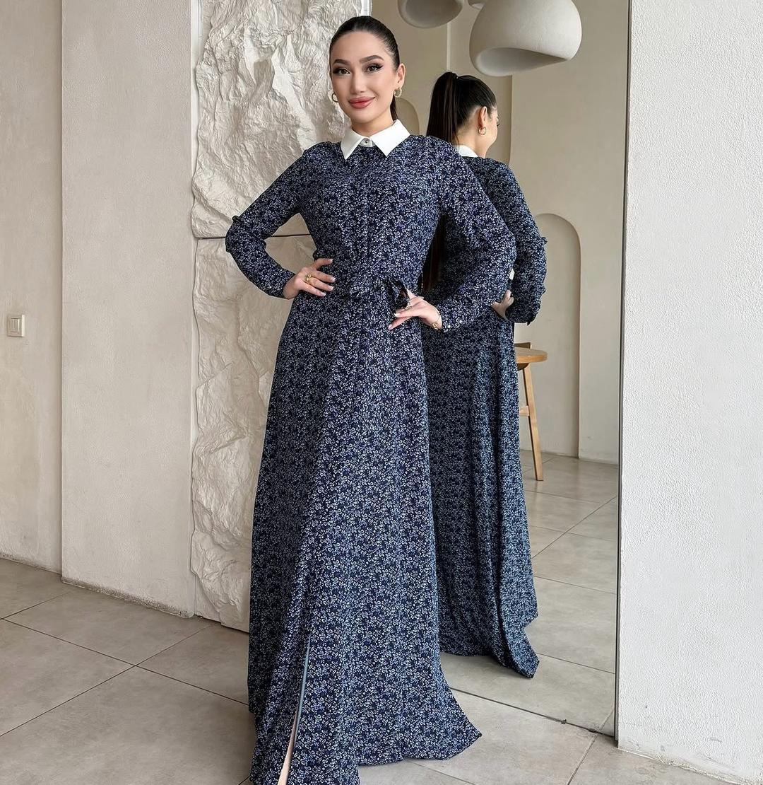 LUISA WANG Платье макси в цветочный принт с белым воротником — фото 2