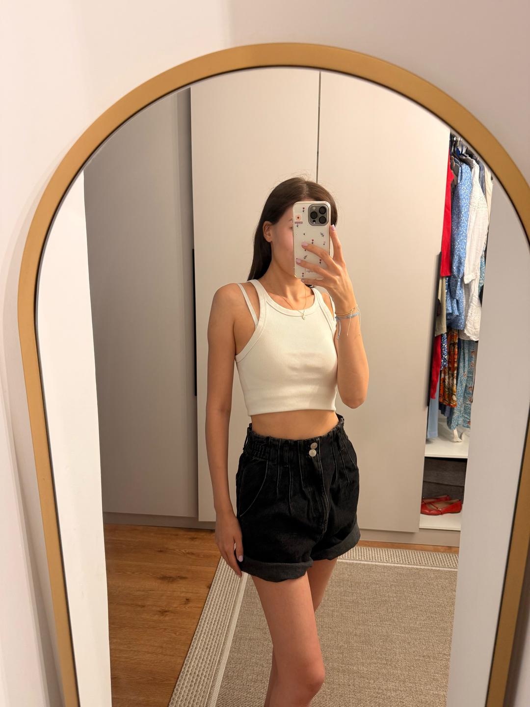 Zara Черные джинсовые шорты с высокой талией — фото 2