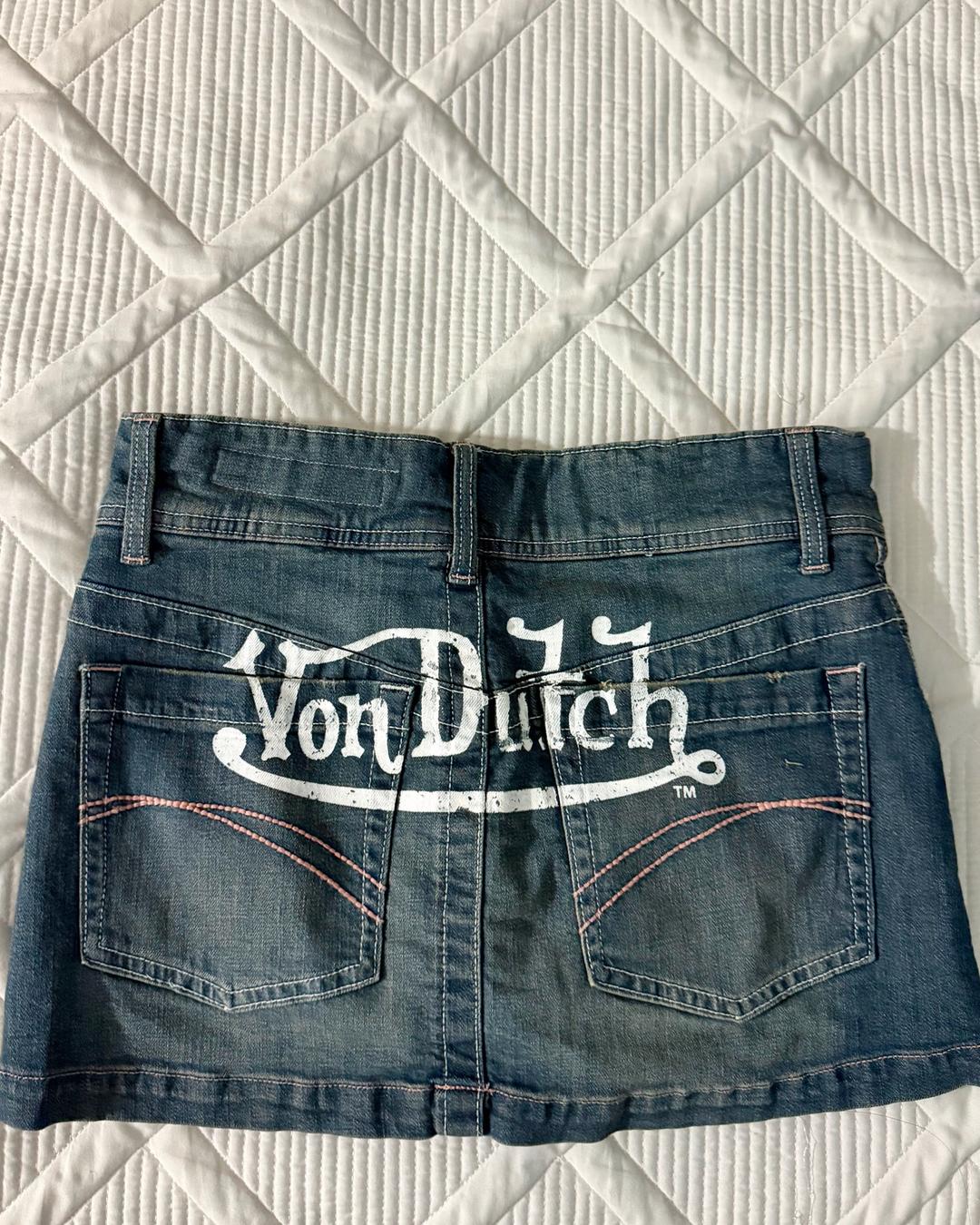 Bershka Джинсовая мини-юбка Bershka x Von Dutch — фото 2