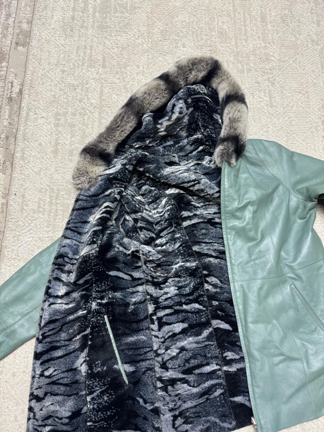 Zara Куртка кожаная с меховым подкладом — фото 2