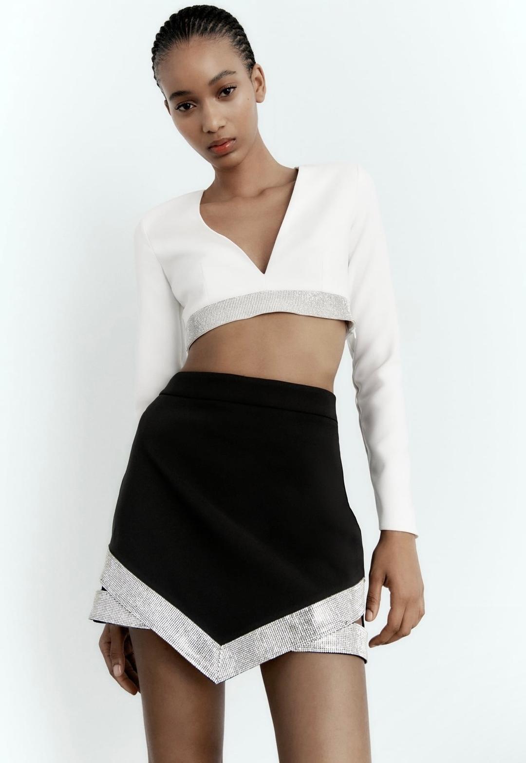 Zara Zara Юбка мини со стразами — фото 2