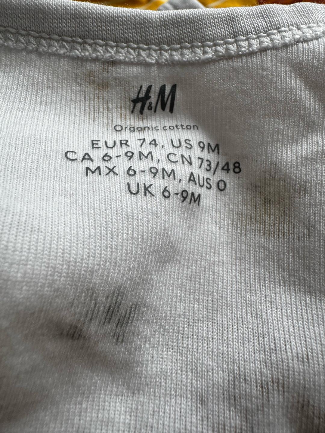 H&M 🦒 Боди H&M Organic Cotton 9–12 мес 🌿 — фото 2