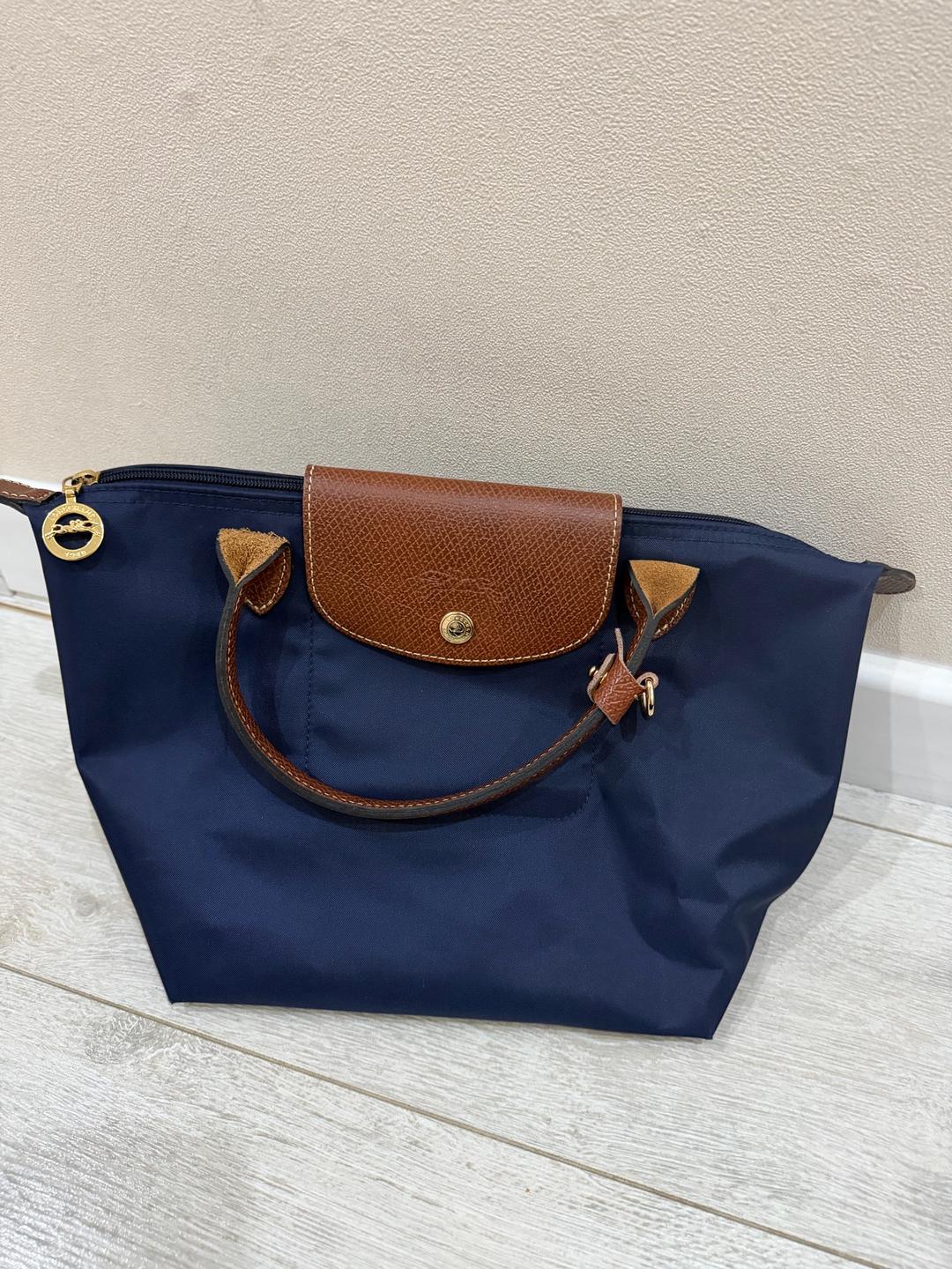 Longchamp Сумка Longchamp тоут синяя с кожаной отделкой — фото 2