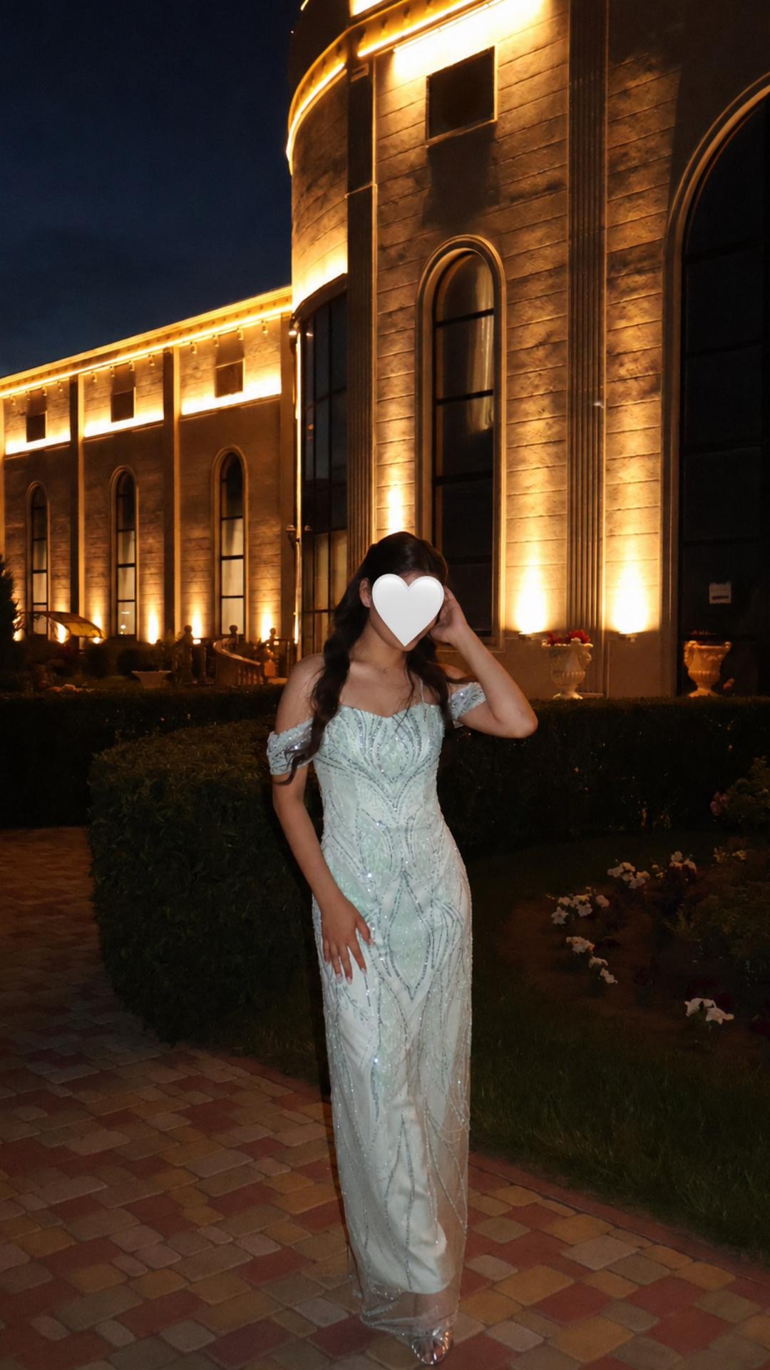Нет бренда Вечернее платье в пол с открытыми плечами — фото 2