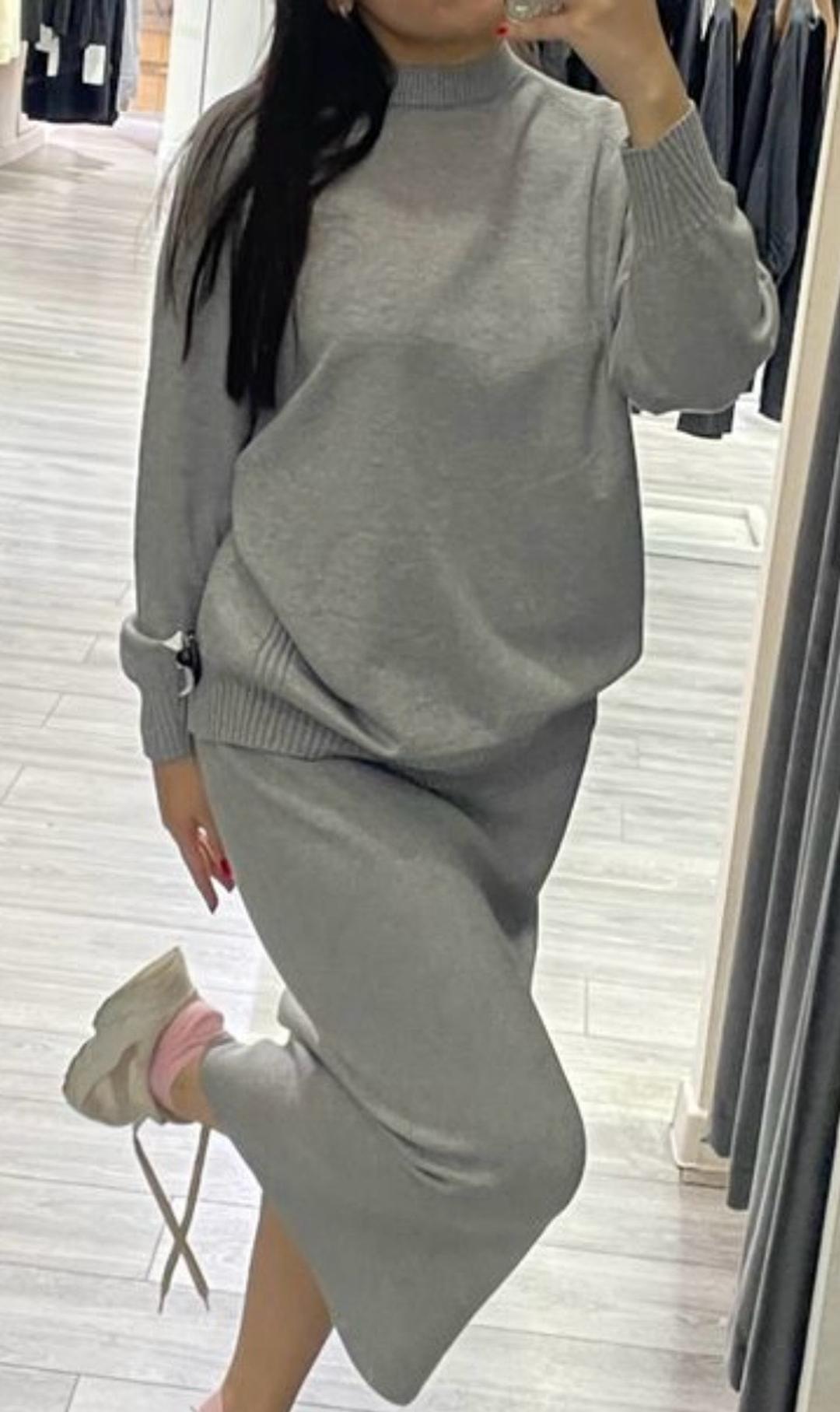 NoName Трикотажный костюм двойка серая — фото 2
