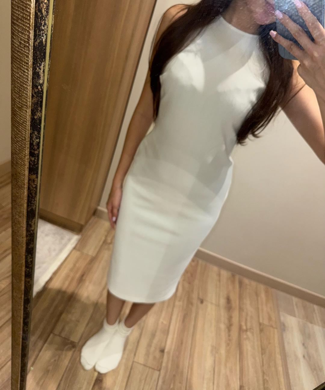 Zara Белое платье миди — фото 2
