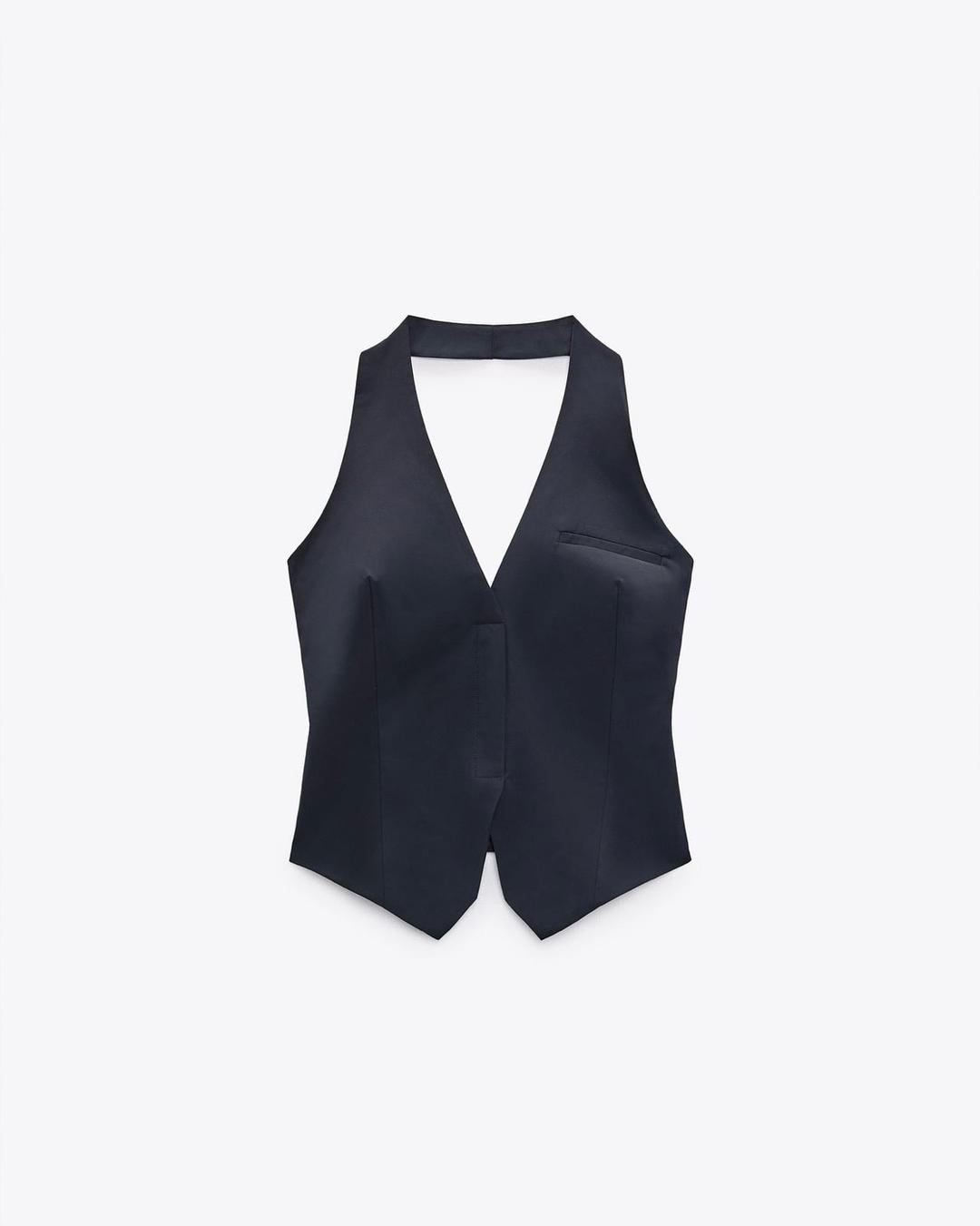 Zara Топ халтер из смесового нейлона с открытой спиной. Зара — фото 2