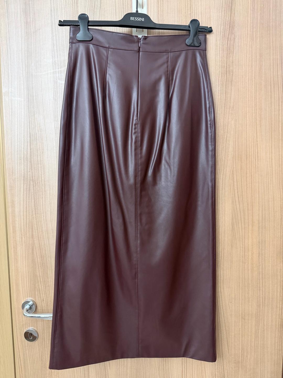 sleen exclusive Юбка миди из экокожи SLEEN Exclusive (бордовый/марсала) — фото 2