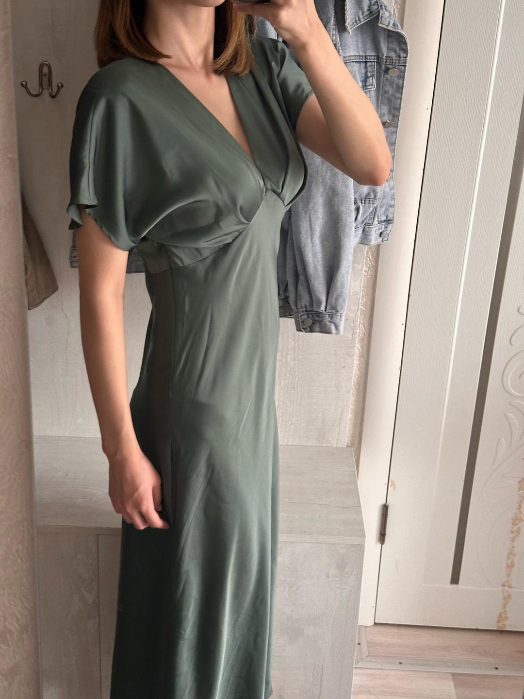 Zara Атласное платье миди — фото 2