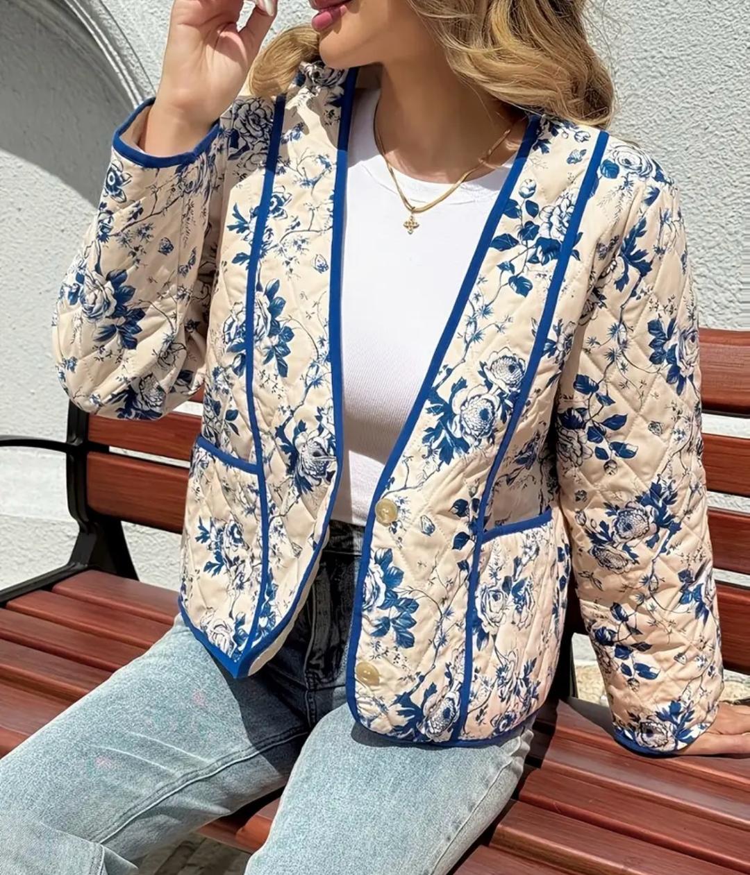 AQ COLLECTION KZ Стеганая куртка с цветочным принтом — фото 2