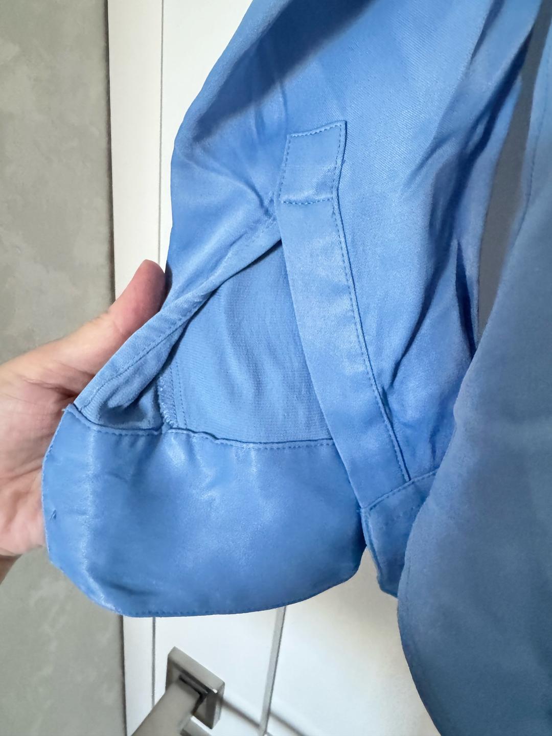 Zara Голубая атласная рубашка Zara из вискозы — фото 2