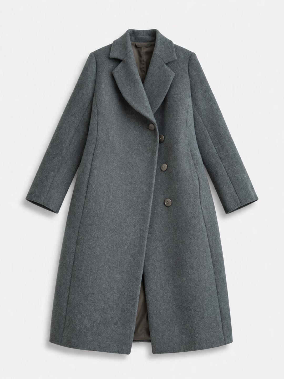 Нет бренда Пальто - Спокойный серо-голубой — фото 2
