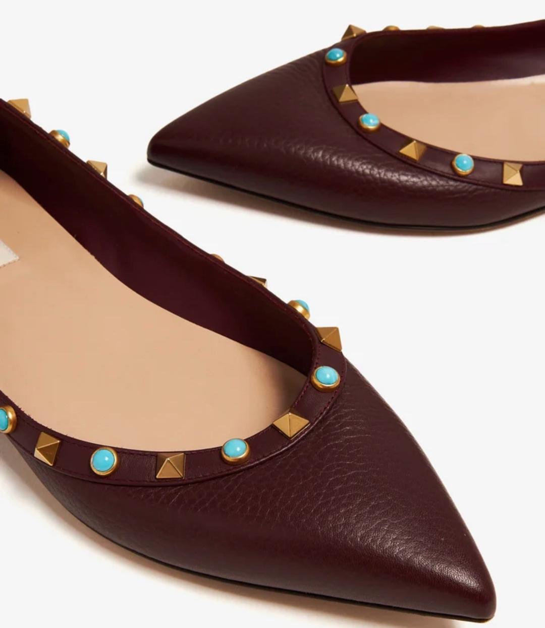 Valentino Балетки Valentino бордовые с голубыми и золотистыми декоративными элементами — фото 2