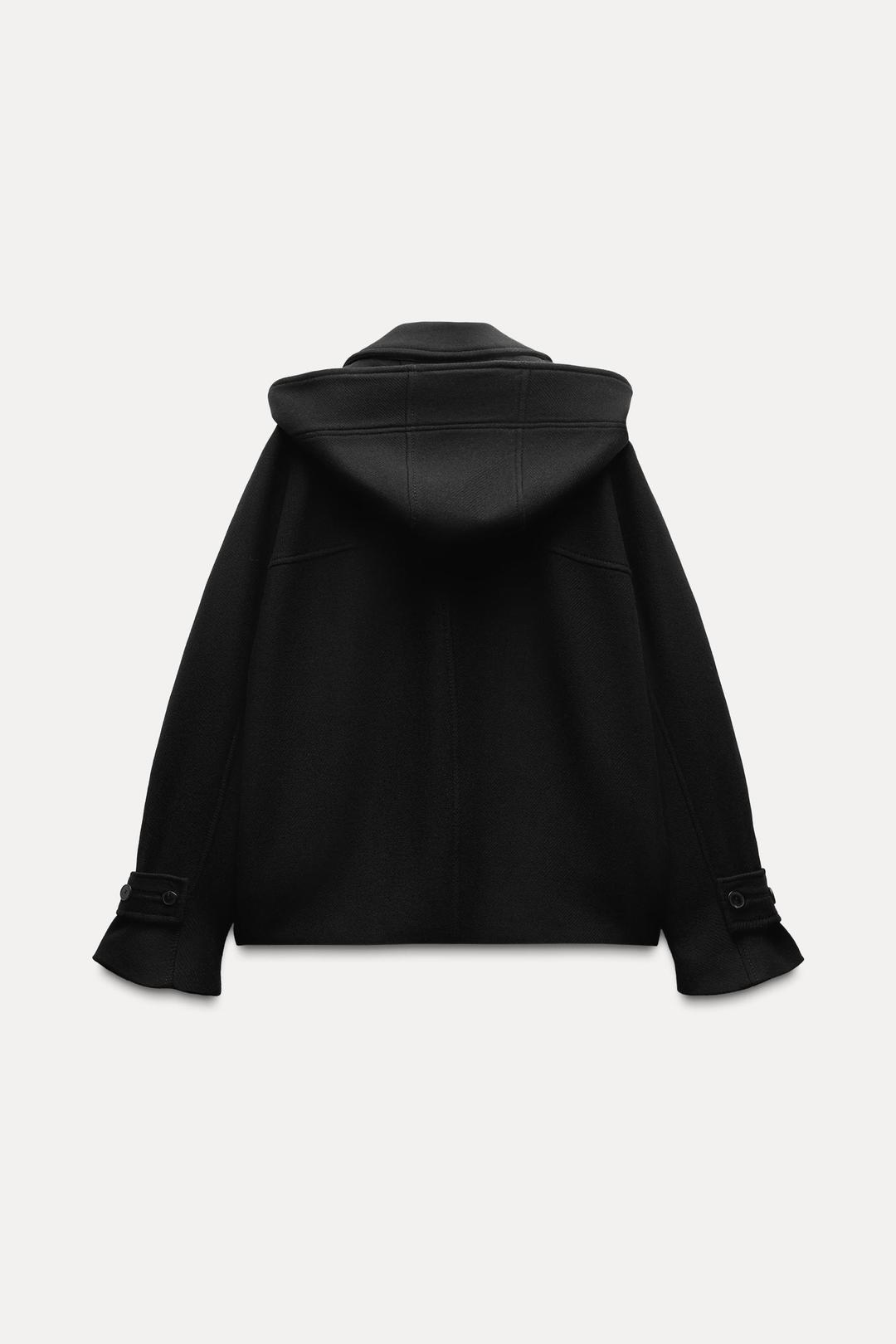Zara Пальто из смесовой шерсти с капюшоном — фото 2