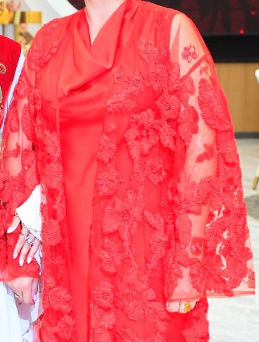 Elie Saab Красная кружевная накидка и платье комбинация — фото 2