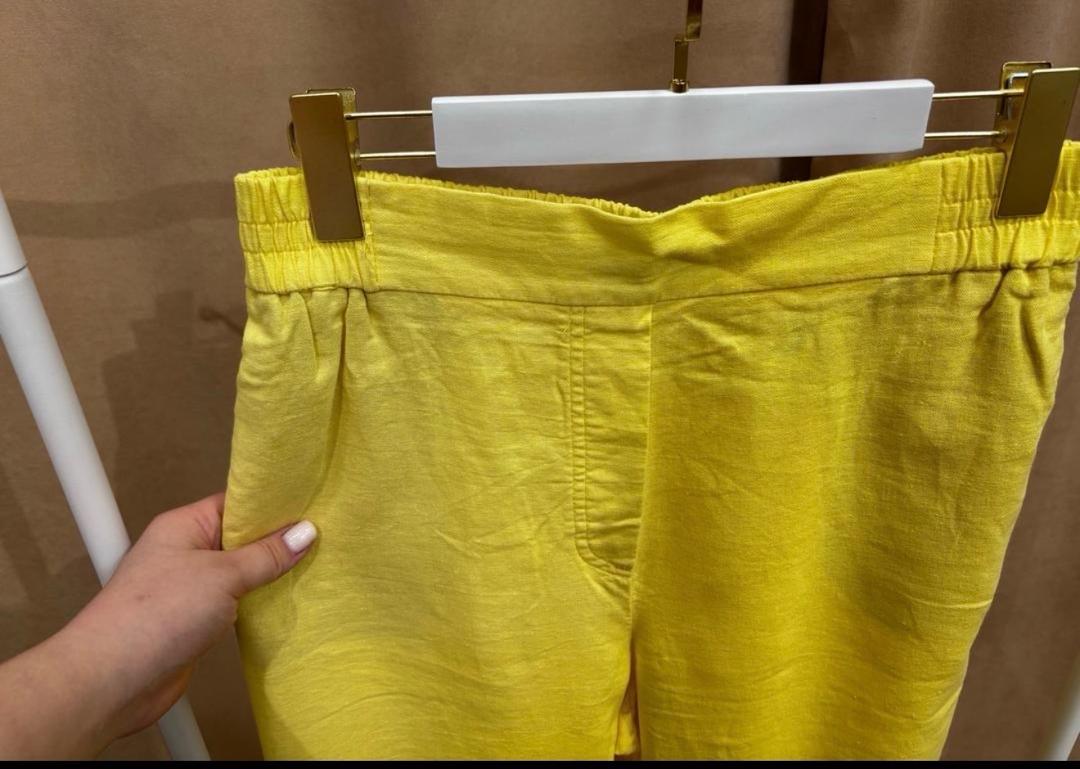Zara Льняные  брюки Zara, размер M.Очень красивый яркий жёлтый цвет — идеально — фото 2