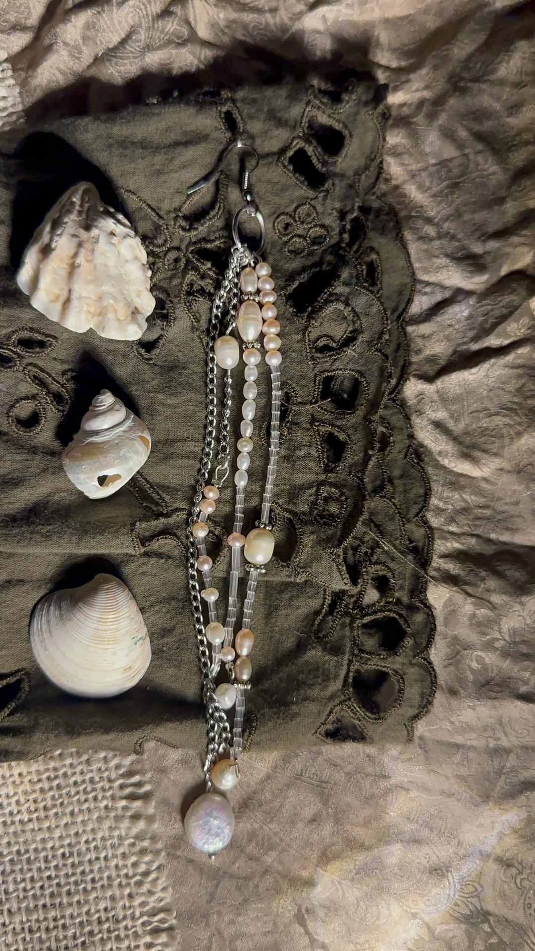 Handmade (ручная работа) жемчужные длинные серьги — фото 2