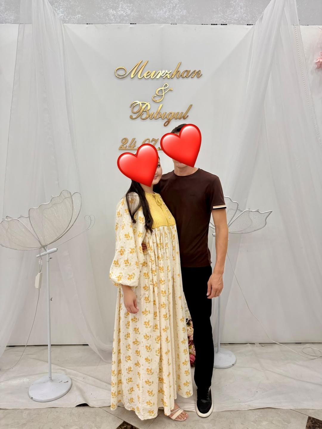 Kausar 💛 Длинное платье жёлтого цвета с цветочным принтом — фото 2